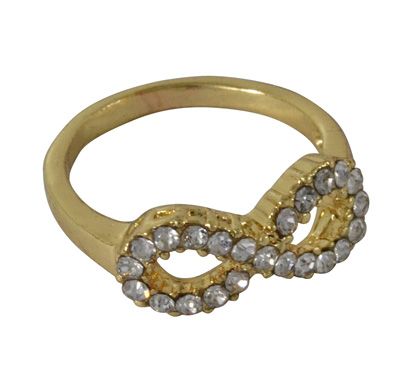 Anel Infinito c/ strass dourado