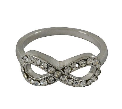 Anel Infinito c/ strass prateado