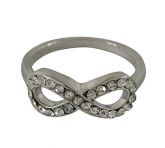 Anel Infinito c/ strass prateado